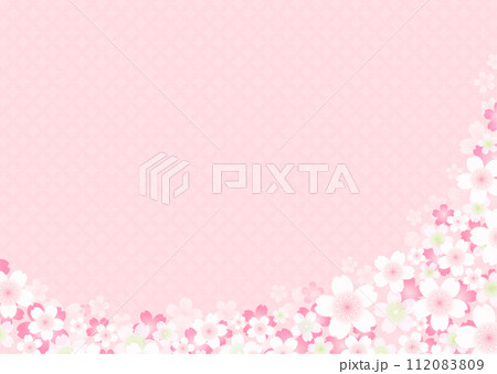 満開の桜の花びら背景イラスト 112083809