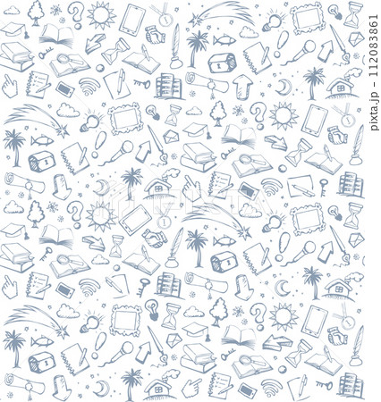 Vector background. Pattern of various icons 112083861