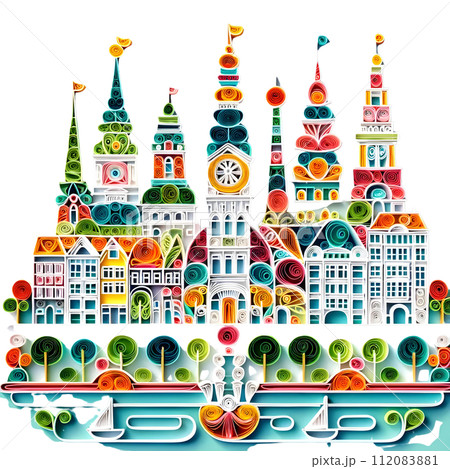 Copenhagen City quilling paper cut 112083881