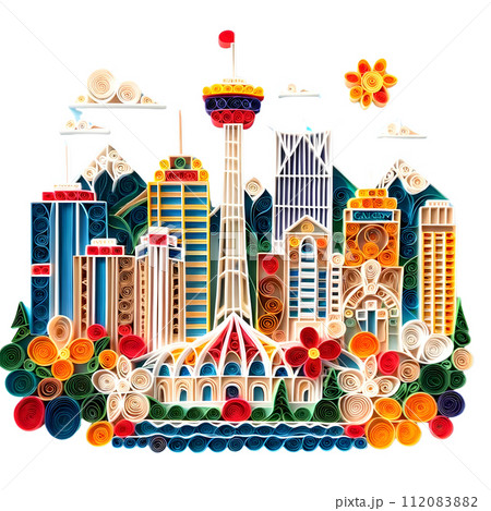 Calgary City quilling paper cut 112083882