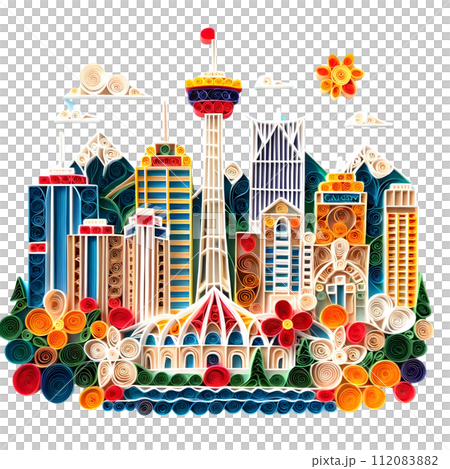 Calgary City quilling paper cut 112083882