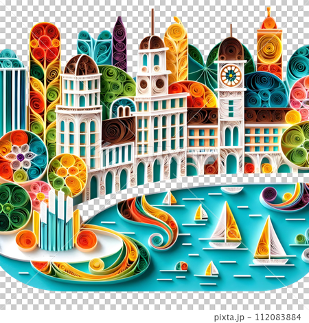 Geneva City quilling paper cut 112083884