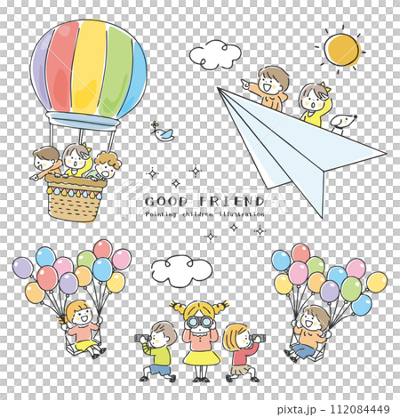 子供のかわいいイラストセット 112084449
