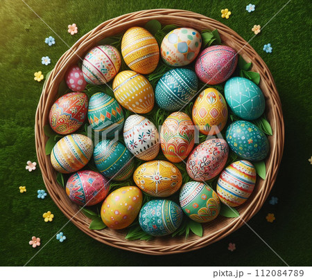 カラフルなイースターエッグ 112084789