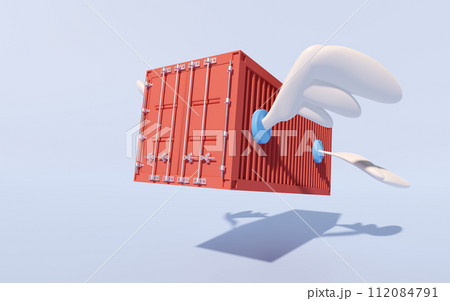 shipping container fly with wing isolated on blue background. express delivery route, worldwide shipping concept, 3d illustration render shipping container fly with wing isolated on blue background. express delivery route, worldwide shipping concept, 3d illustration render 112084791