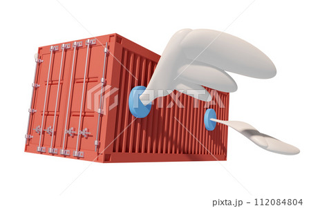 shipping container fly with wing isolated. express delivery route, worldwide shipping concept, 3d illustration render 112084804