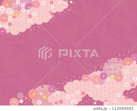 背景(和の春空)-雲桜の模様7-2 背景(和の春空)-雲桜の模様7-2 112084885