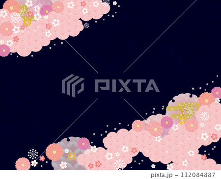 背景(和の春空)-雲桜の模様7-3 背景(和の春空)-雲桜の模様7-3 112084887