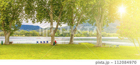 Landscape of Lake Banolas in the province of Gerona on sunlight Landscape of Lake Banolas in the province of Gerona on sunlight 112084970