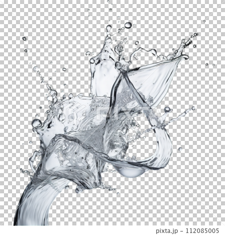 Refreshing Hard Seltzer Splash Isolated on Transparent Background: Perfect Mixer for Summer Cocktails and Celebrations, Capturing Dynamic Liquid Motion and Fizz 112085005