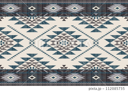 Navajo tribal vector seamless pattern. Native American ornament. Ethnic South Western decor style. Boho geometric ornament. Vector seamless pattern. Mexican blanket, rug. Woven carpet illustration. 112085735