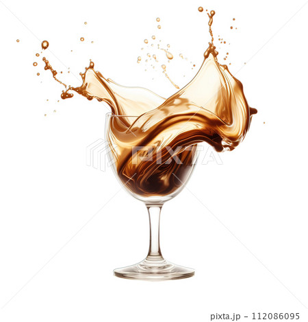 Elegant Irish Coffee with Whiskey and Cream Splashing, Captured Against a Clear Background, Perfect for Winter Warmth and Comfort in Every Drop. Elegant Irish Coffee with Whiskey and Cream Splashing, Captured Against a Clear Background, Perfect for Winter Warmth and Comfort in Every Drop. 112086095
