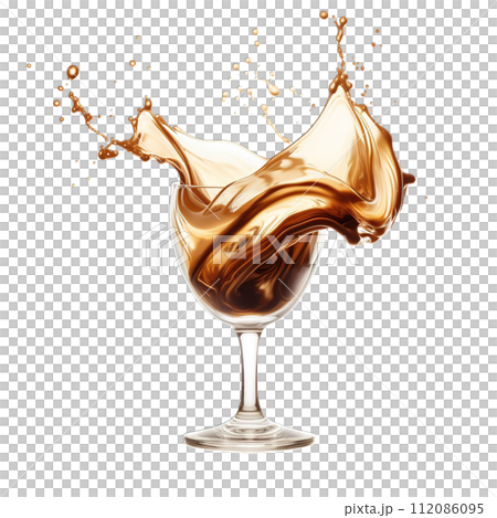 Elegant Irish Coffee with Whiskey and Cream Splashing, Captured Against a Clear Background, Perfect for Winter Warmth and Comfort in Every Drop. Elegant Irish Coffee with Whiskey and Cream Splashing, Captured Against a Clear Background, Perfect for Winter Warmth and Comfort in Every Drop. 112086095