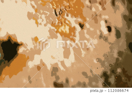 茶系砂漠迷彩（デザート・カモフラージュ）風抽象イラストテクスチャー 112086674