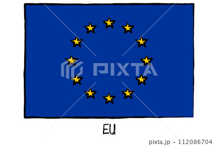 欧州連合の旗、手描き風 112086704