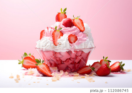 Fresh strawberry Bingsu ice cream with sweet - Stock