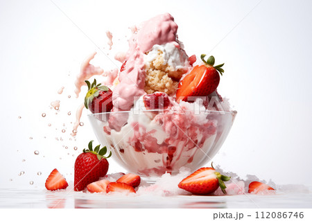 Fresh strawberry Bingsu ice cream with sweet - Stock