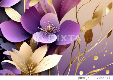 Botanical banner for decoration, print, wallpaper, textile, interior design. 112086851