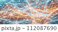 Digitally generated abstract render, visualization of a neural network, IT structure, network and social connections 112087690