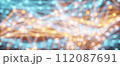 Soft focused, digitally generated abstract render, visualization of a neural network, IT structure, network and social connections 112087691