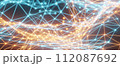 Digitally generated abstract render, visualization of a neural network, IT structure, network and social connections 112087692