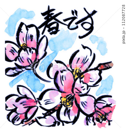 水彩で描いた桜24229pix7 112087728