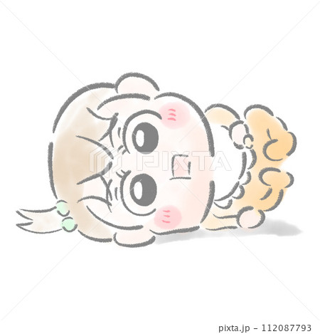 横たわってる赤ちゃん 水彩タッチ 横たわってる赤ちゃん 水彩タッチ 112087793