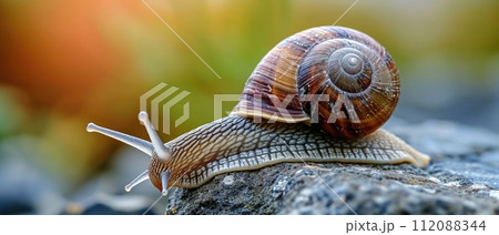 Close up Snail on nature background 112088344