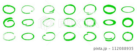 Brush stroke ovals highlight set. Hand draw vector stock illustration isolated on white background for textured underline text in presentation, design massage, frame. EPS10 112088935