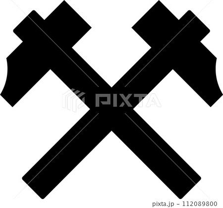 Crossed Hammers Icon in Flat Style. Vector Illustration. Crossed Hammers Icon in Flat Style. Vector Illustration. 112089800