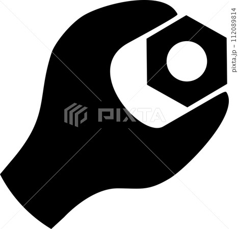 Wrench and Nut Icon in Flat Style. Vector Illustration. 112089814