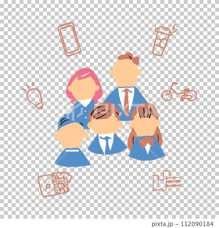 制服を着た学生たちと先生たち 表情なし イラスト素材 制服を着た学生たちと先生たち 表情なし イラスト素材 112090184