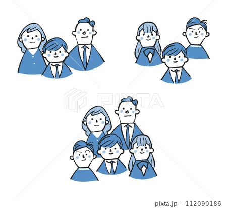制服を着た学生たちと先生たち セット イラスト素材 制服を着た学生たちと先生たち セット イラスト素材 112090186
