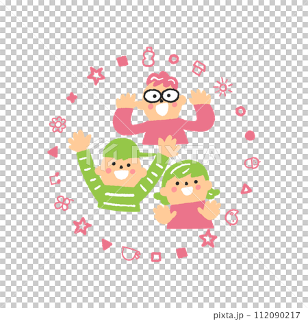 好朋友被圖案圓圈包圍插畫素材 好朋友被圖案圓圈包圍插畫素材 112090217