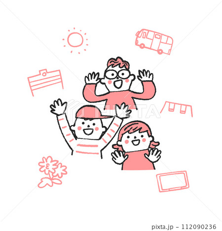 仲良しなお友達　イラスト素材 112090236