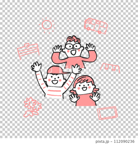 仲良しなお友達　イラスト素材 112090236