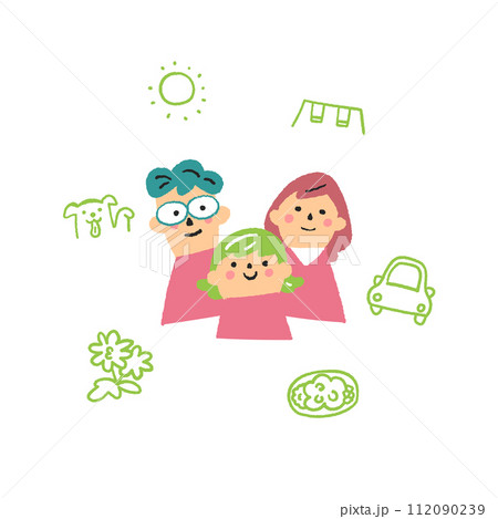 仲良し親子　イラスト素材 112090239