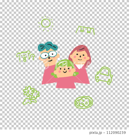 仲良し親子　イラスト素材 112090239