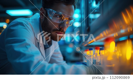 portrait of a male scientist in a laboratory 112090869