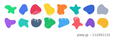 Organic blob shapes. Abstract irregular forms. Liquid round deformed elements. Isolated collection on white background. 112091132