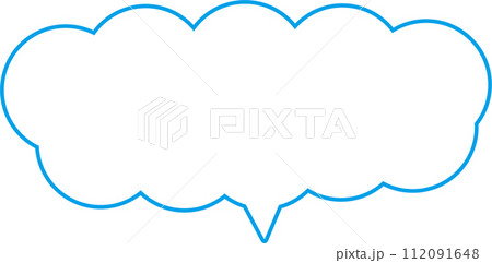 ヨコふわふわ吹出し青 ヨコふわふわ吹出し青 112091648