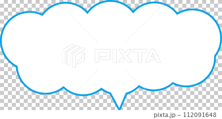 ヨコふわふわ吹出し青 ヨコふわふわ吹出し青 112091648