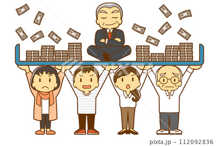 国民の上であぐらをかく政治家とたくさんのお金 112092836