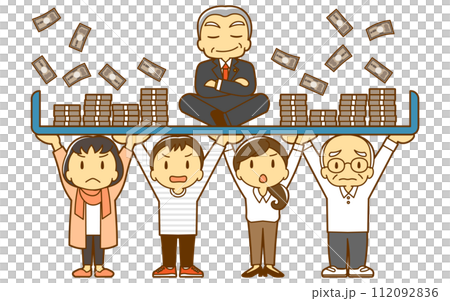 国民の上であぐらをかく政治家とたくさんのお金 112092836