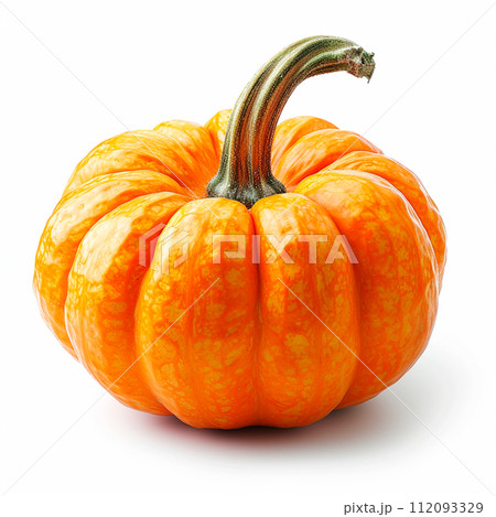 Studio shot of a beautiful decorative pumpkin on a clean white isolated background - AI generated image 112093329