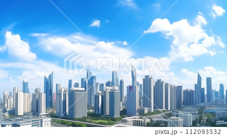 City skyline adorned with skyscrapers and business office buildings 112093532