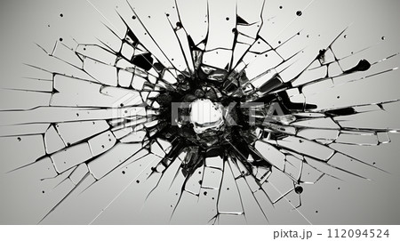 弾痕：ガラスに命中した銃弾の跡