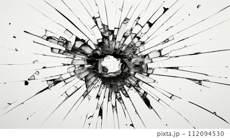 弾痕：ガラスに命中した銃弾の跡