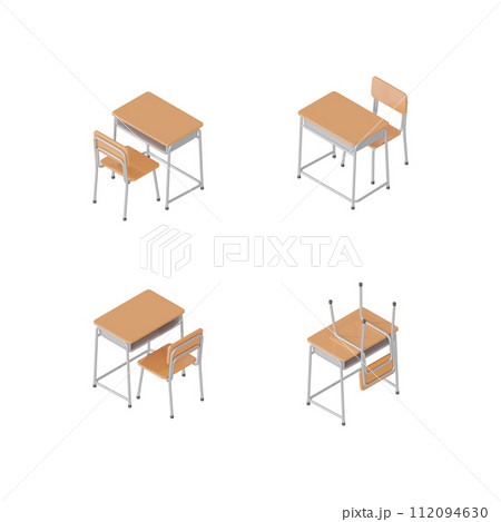 3DCG|日本の学校で使われている学習用の机と椅子のセット 3DCG|日本の学校で使われている学習用の机と椅子のセット 112094630
