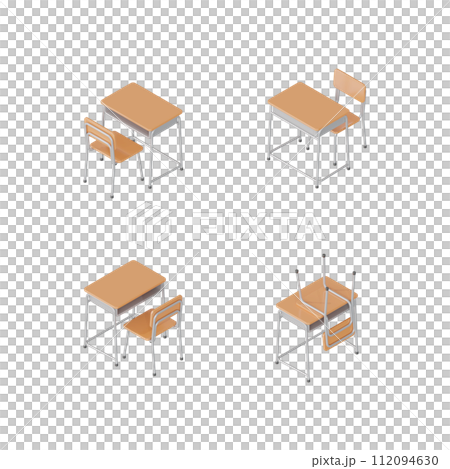 3DCG|日本の学校で使われている学習用の机と椅子のセット 3DCG|日本の学校で使われている学習用の机と椅子のセット 112094630